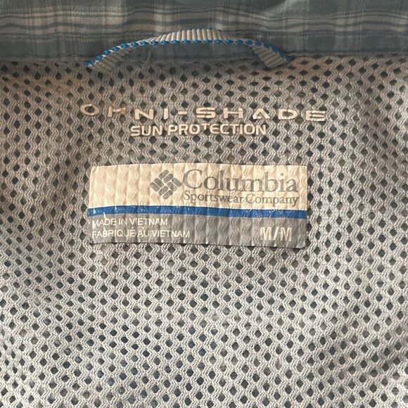 Men's Columbia Omni-Shade Blue Checkered Short Sleeve Shirt Size M - Picture 8 of 11